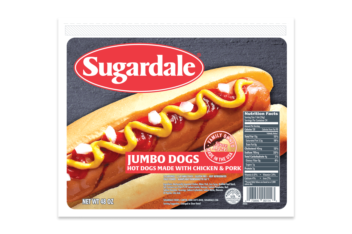 Jumbo Hot Dogs Made With Chicken Pork Sugardale Foods jumbo-hot-dogs-made-with-chicken-pork-sugardale-foods